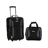 rockland ensemble de valises droites souples tendance, noir/gris, 2-piece set (14/19), ensemble de bagages