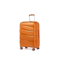 kono valise grande 76cm rigide polypropylène valise de voyage à 4 roulettes et serrure tsa, orange