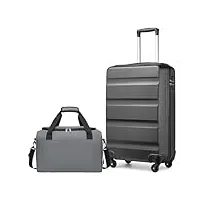 kono ensemble de valises à main de taille moyenne, grande valise d'enregistrement avec serrure tsa à coque rigide en abs avec sac de cabine ryanair 40 x 20 x 25 cm, gris, 19 inch luggage sets,